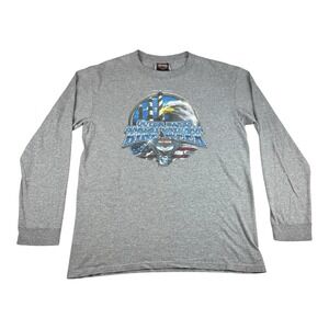 Vintage Y2K Harley Davidson Long Sleeve T Shirt Outer Banks NC Bike Week Gray Lg